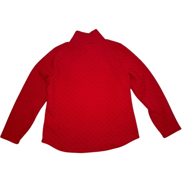 J.Crew Red quilted Mockneck Pullover Sweatshirt Size Medium - Picture 3 of 5